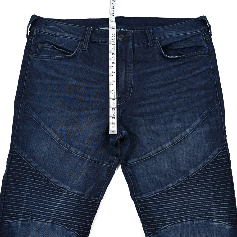 True Religion Men's Rocco Relaxed Skinny Jeans Size 38 Moto Ribbed Biker Hip Hop